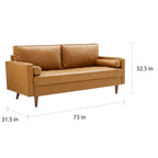 Faux Leather Sofa - Mid-Century Style - 3-Seater
