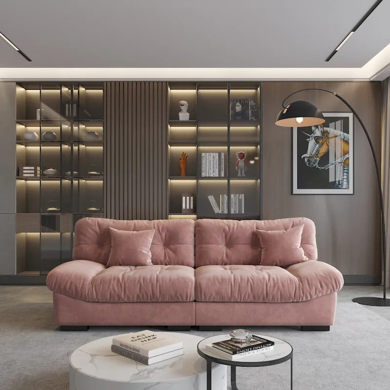 Velvet Cloud Sofa - 89" 3-Seater with Pillows