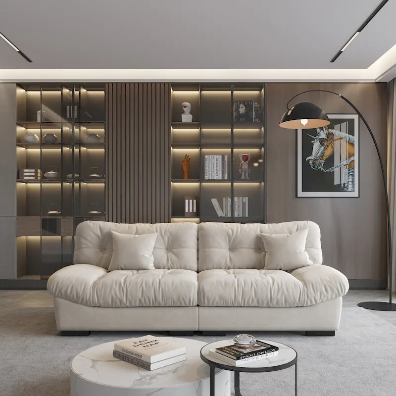 Velvet Cloud Sofa - 89" 3-Seater with Pillows