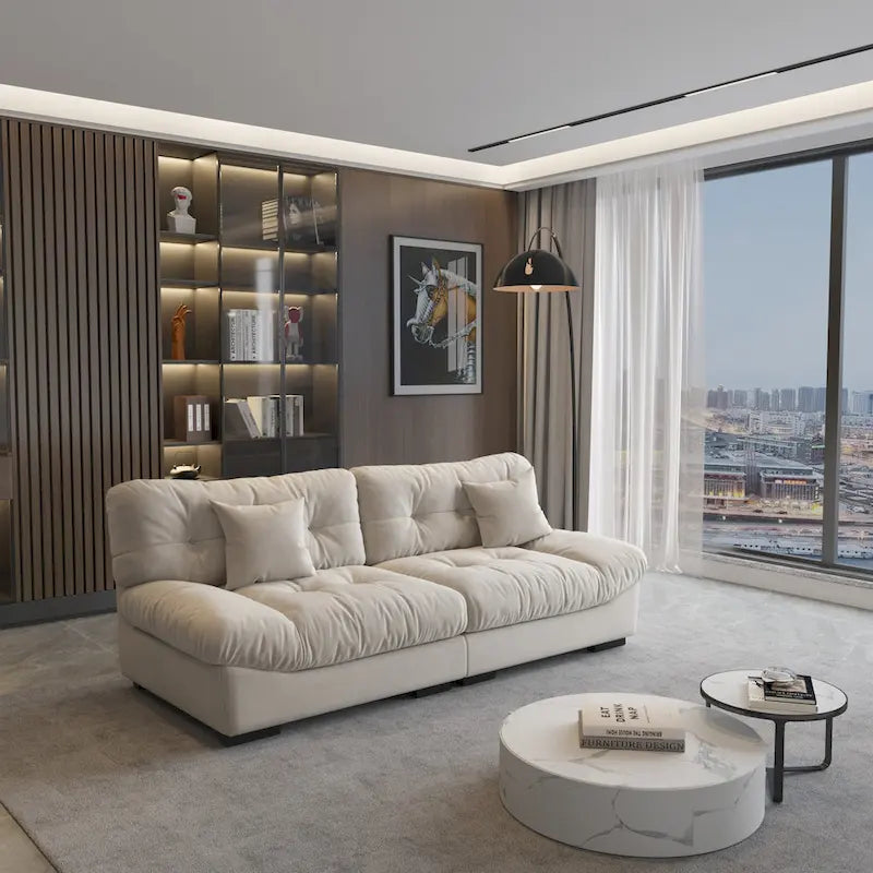 Velvet Cloud Sofa - 89" 3-Seater with Pillows