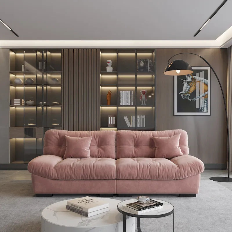 Velvet Cloud Sofa - 89" 3-Seater with Pillows