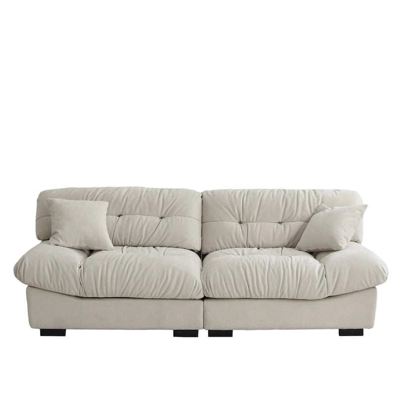 Velvet Cloud Sofa - 89" 3-Seater with Pillows