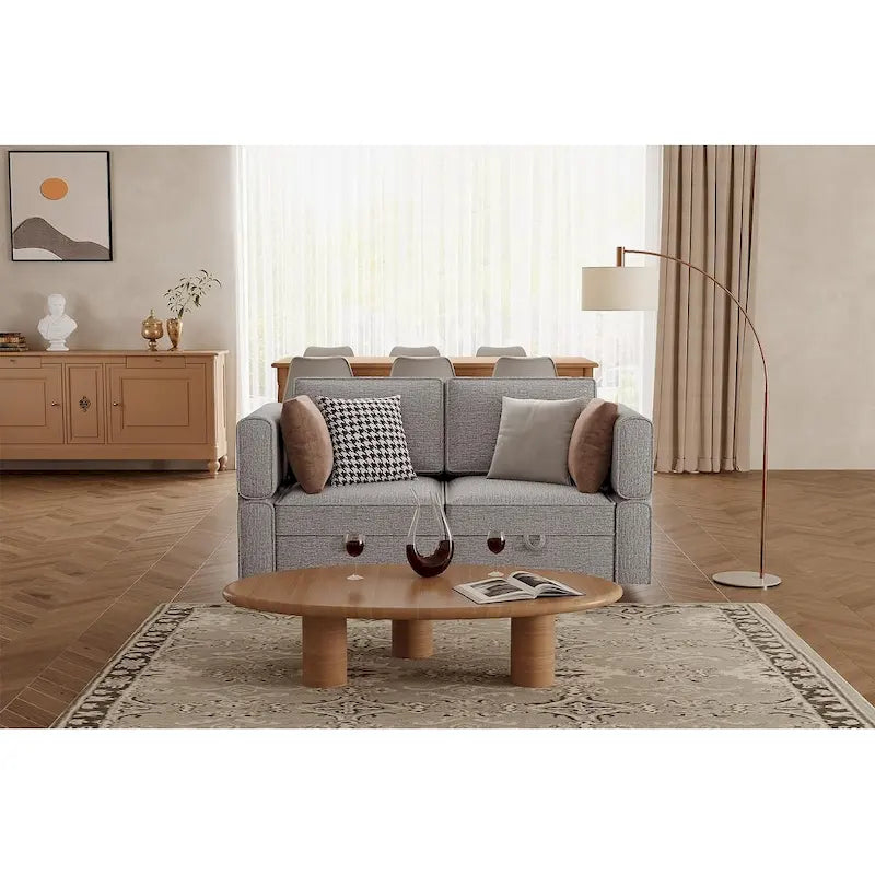 Chenille Modular Sofa - Adjustable Backrest with Storage