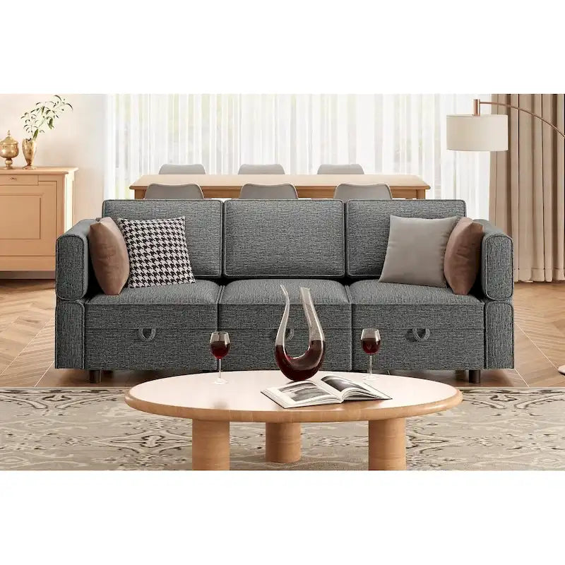 Chenille Modular Sofa - Adjustable Backrest with Storage