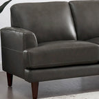 Top-Grain Leather Sofa - 80" with Feather & Memory Foam
