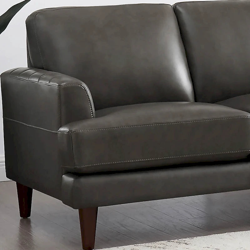 Top-Grain Leather Sofa - 80" with Feather & Memory Foam