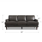 Top-Grain Leather Sofa - 80" with Feather & Memory Foam