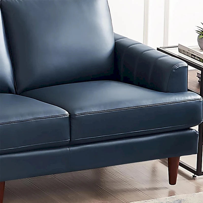 Top-Grain Leather Sofa - 80" with Feather & Memory Foam