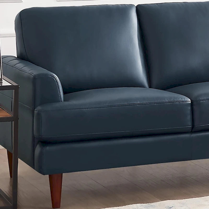 Top-Grain Leather Sofa - 80" with Feather & Memory Foam