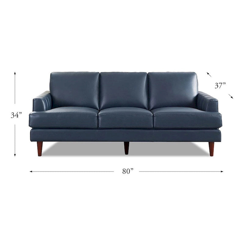 Top-Grain Leather Sofa - 80" with Feather & Memory Foam