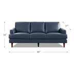Top-Grain Leather Sofa - 80" with Feather & Memory Foam