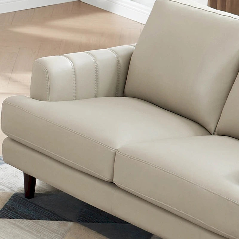 Top-Grain Leather Sofa - 80" with Feather & Memory Foam