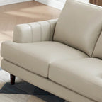 Top-Grain Leather Sofa - 80" with Feather & Memory Foam