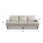 Top-Grain Leather Sofa - 80" with Feather & Memory Foam