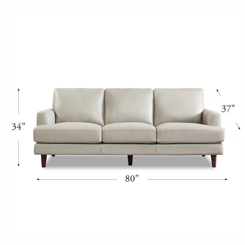 Top-Grain Leather Sofa - 80" with Feather & Memory Foam