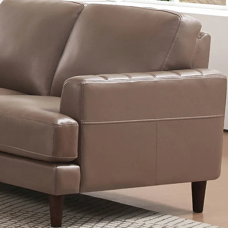 Top-Grain Leather Sofa - 80" with Feather & Memory Foam