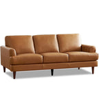 Top-Grain Leather Sofa - 80" with Feather & Memory Foam