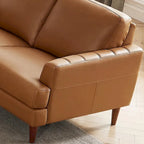 Top-Grain Leather Sofa - 80" with Feather & Memory Foam