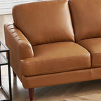Top-Grain Leather Sofa - 80" with Feather & Memory Foam