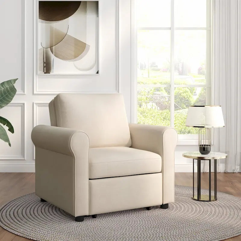 Linen 3-in-1 Convertible Sleeper Chair - Single