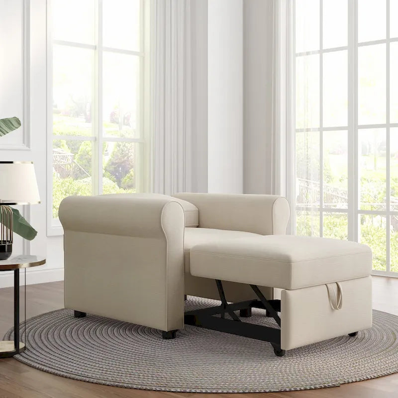 Linen 3-in-1 Convertible Sleeper Chair - Single