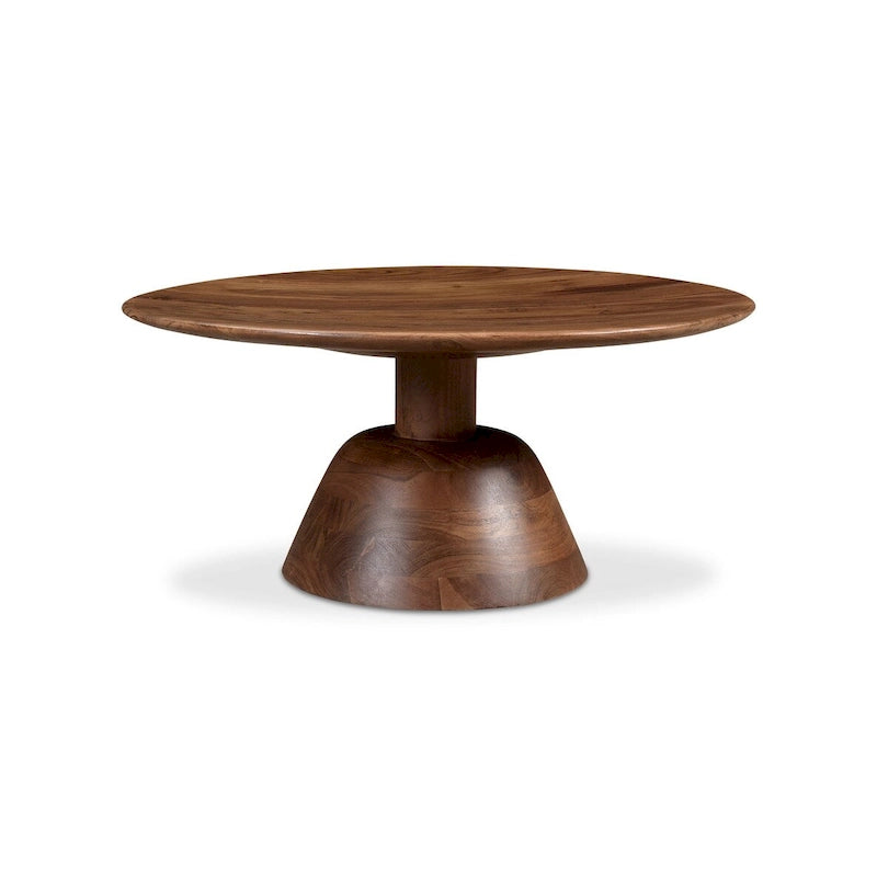 Dark Brown Round Pedestal Coffee Table - 30"