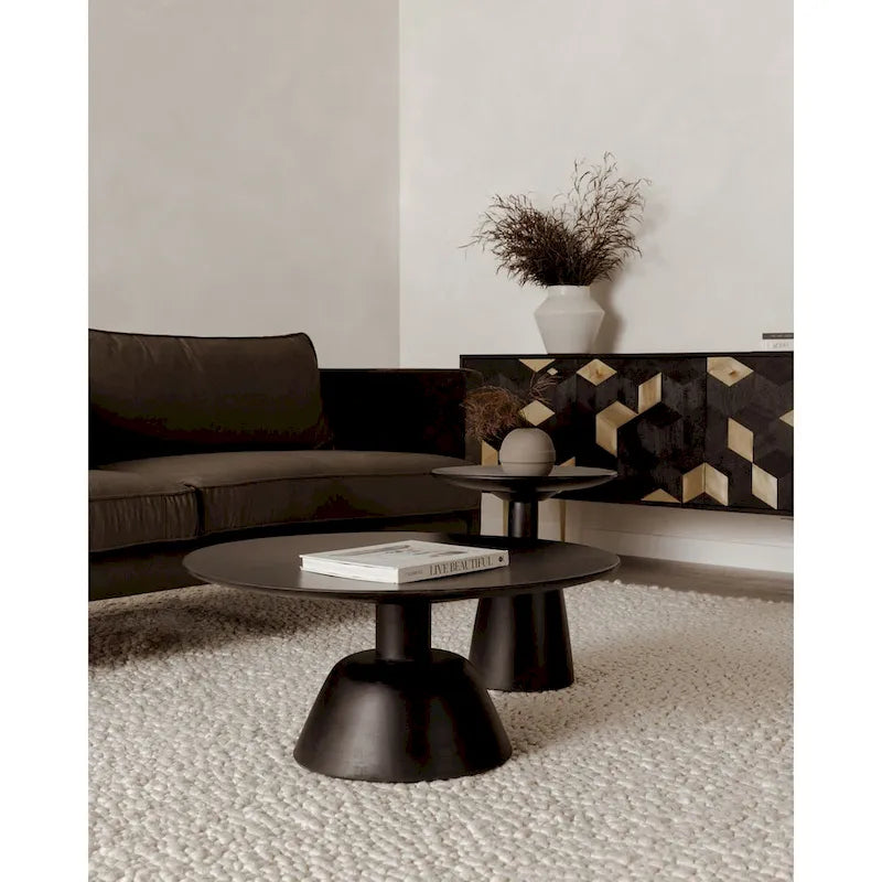 Dark Brown Round Pedestal Coffee Table - 30"