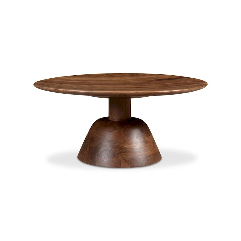 Dark Brown Round Pedestal Coffee Table - 30"