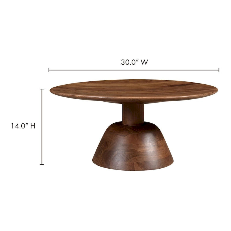 Dark Brown Round Pedestal Coffee Table - 30"