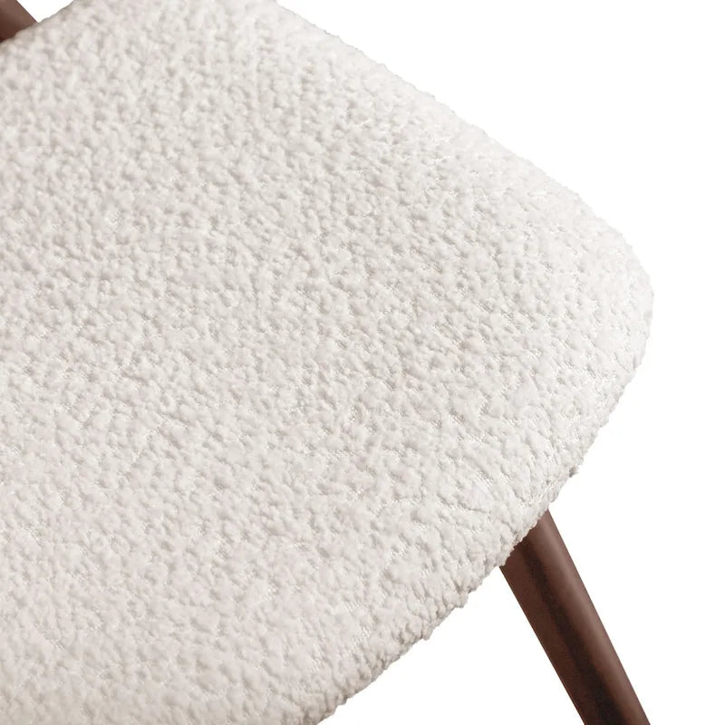 Beige Boucle Dining Chairs - Mid-Century Style - Set of 2