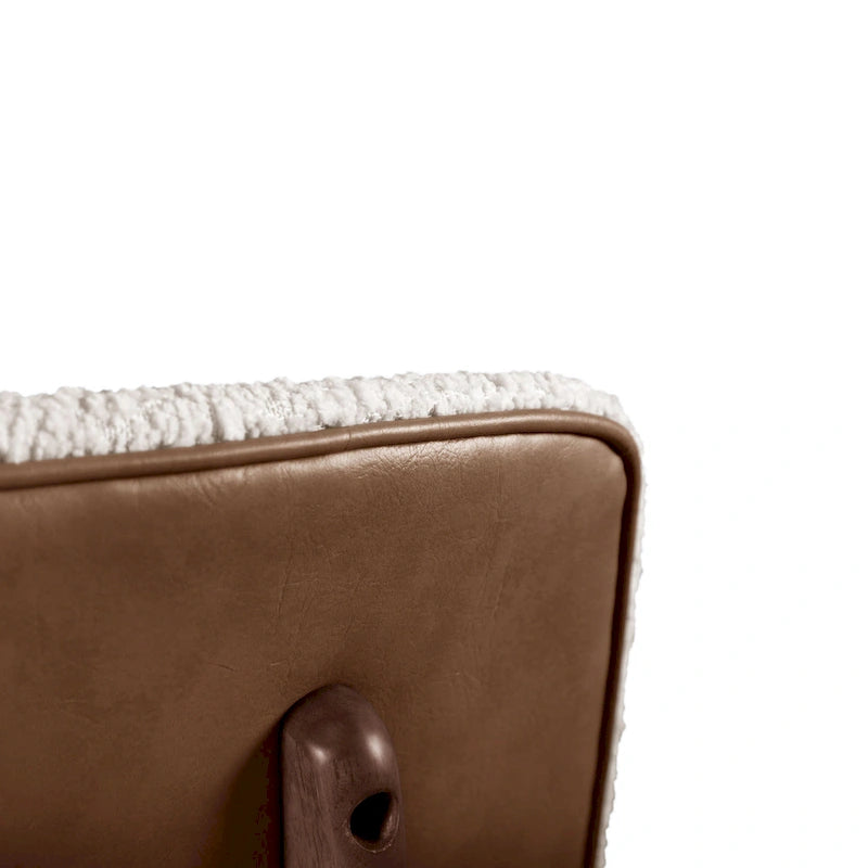 Beige Boucle Dining Chairs - Mid-Century Style - Set of 2