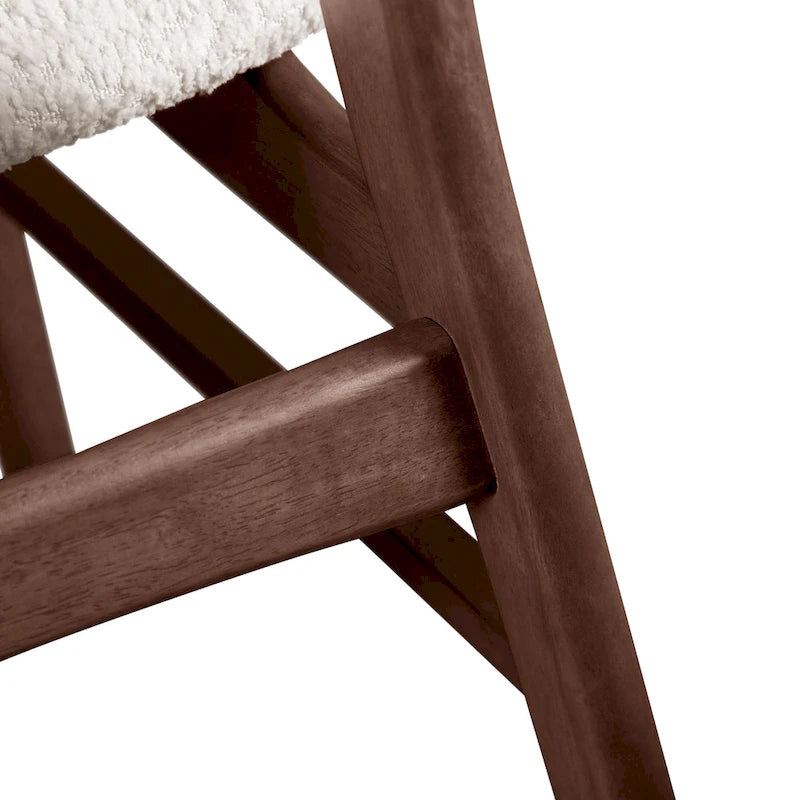 Beige Boucle Dining Chairs - Mid-Century Style - Set of 2