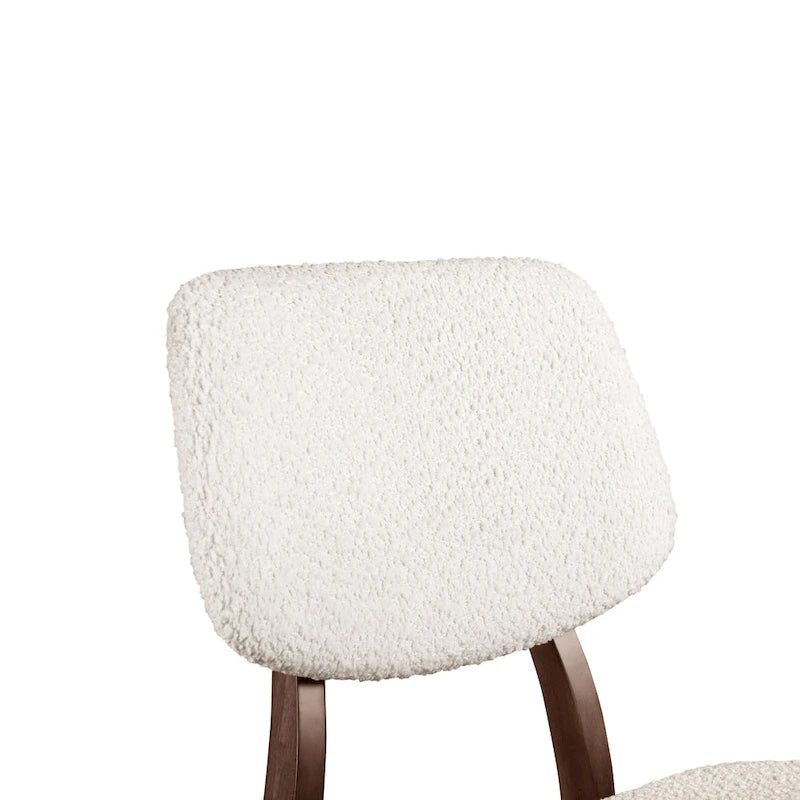 Beige Boucle Dining Chairs - Mid-Century Style - Set of 2