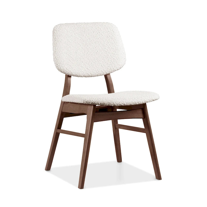 Beige Boucle Dining Chairs - Mid-Century Style - Set of 2