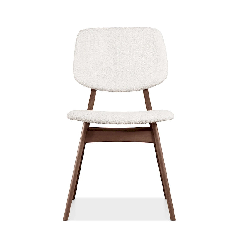 Beige Boucle Dining Chairs - Mid-Century Style - Set of 2