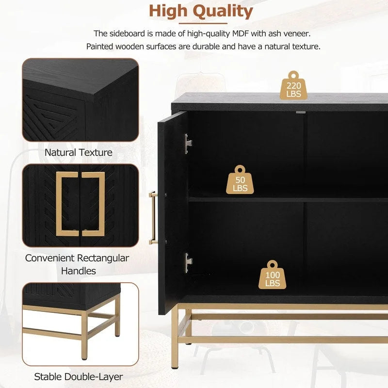 Retro Sideboard - MDF with Adjustable Shelves