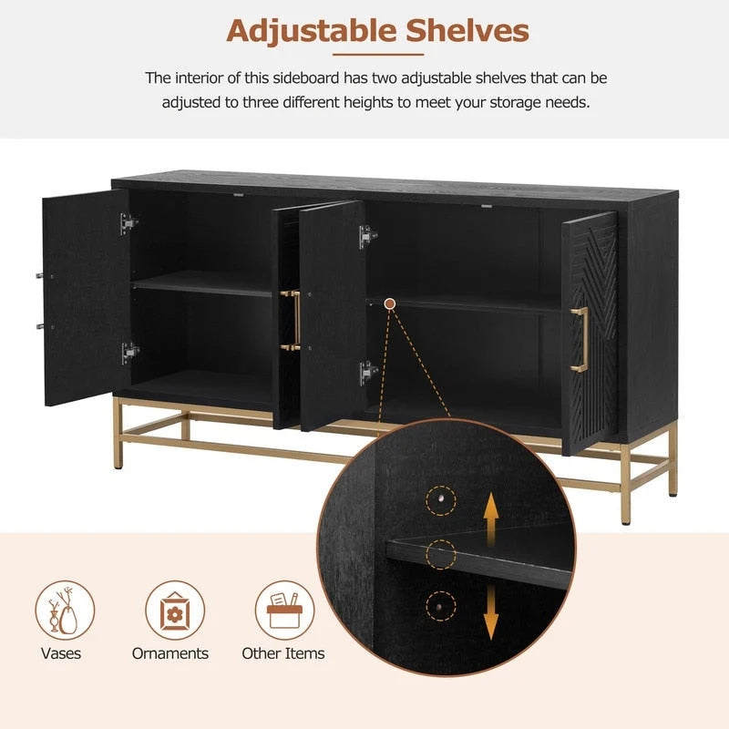 Retro Sideboard - MDF with Adjustable Shelves