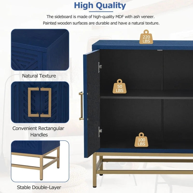 Retro Sideboard - MDF with Adjustable Shelves