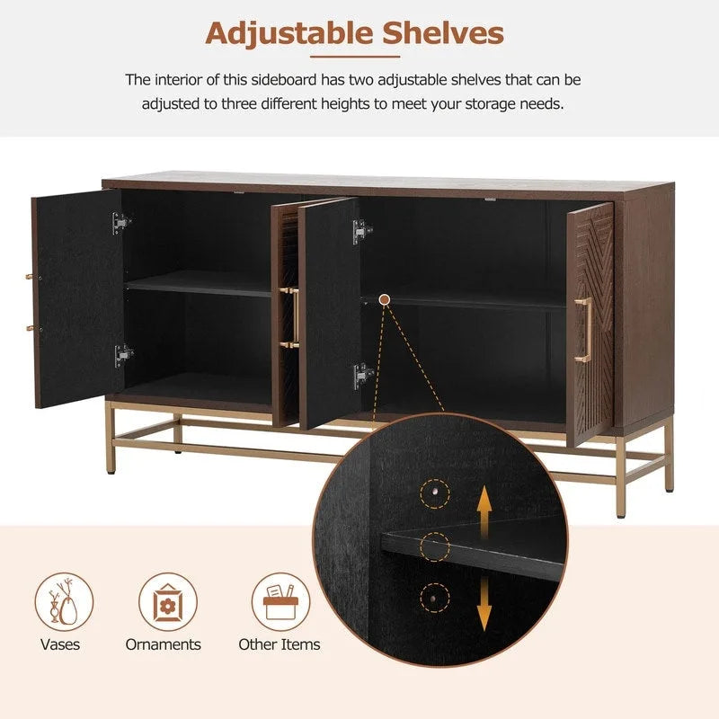 Retro Sideboard - MDF with Adjustable Shelves