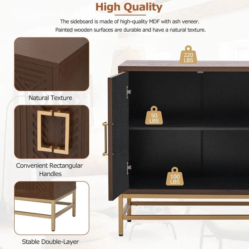 Retro Sideboard - MDF with Adjustable Shelves