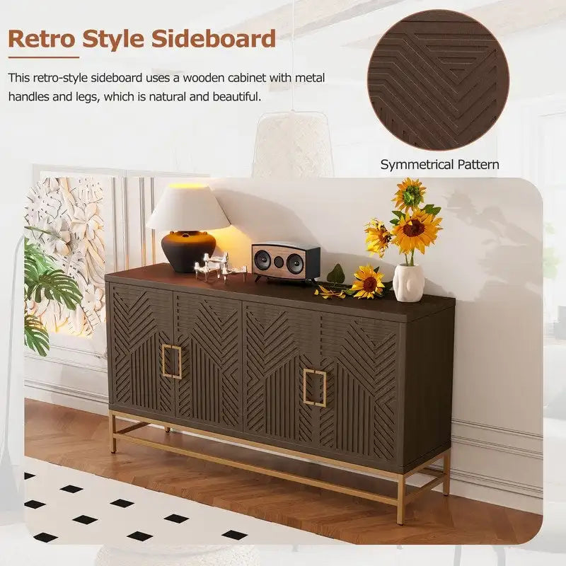 Retro Sideboard - MDF with Adjustable Shelves