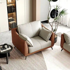 Faux Leather Sofa - 3-Seater with Black Metal Legs