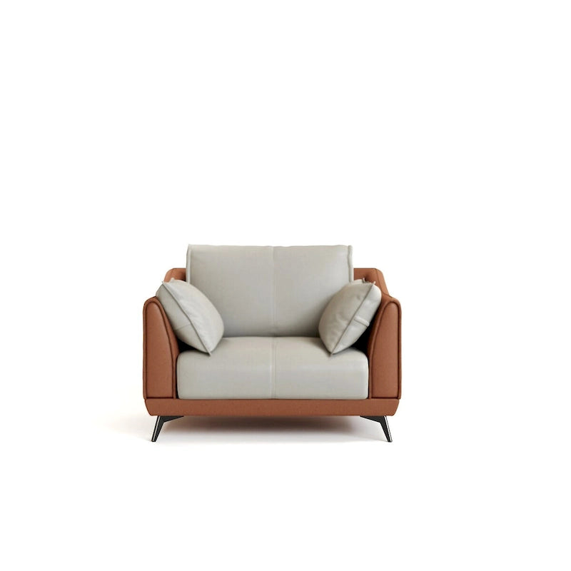 Faux Leather Sofa - 3-Seater with Black Metal Legs