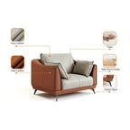 Faux Leather Sofa - 3-Seater with Black Metal Legs