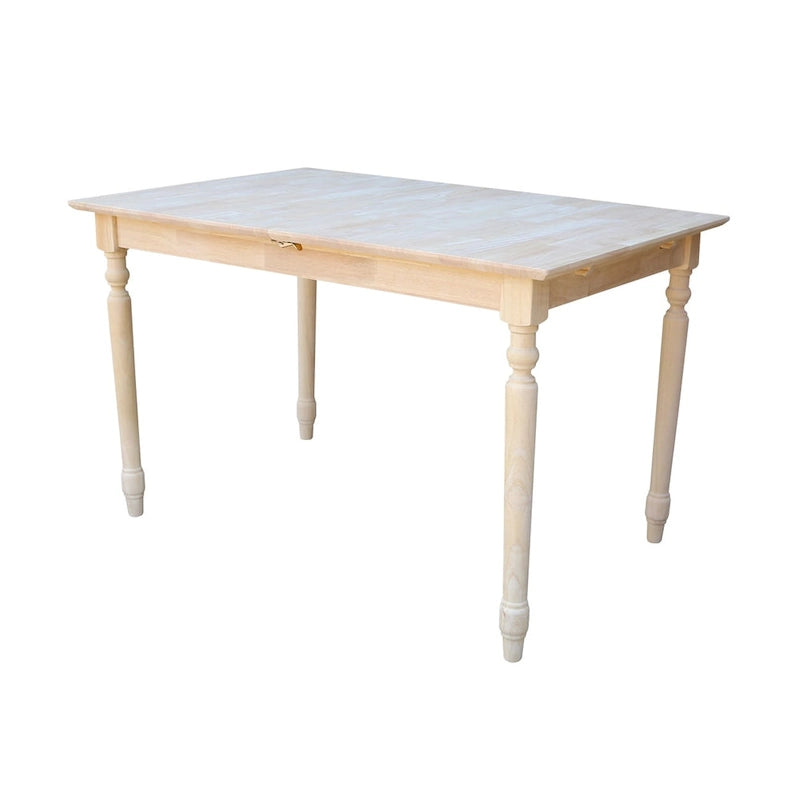International Concepts 32-inch Wide Unfinished Turned Style Parawood Dining Table with Butterfly Extension