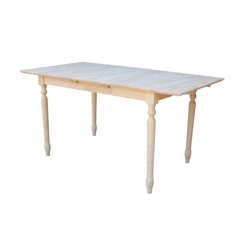 International Concepts 32-inch Wide Unfinished Turned Style Parawood Dining Table with Butterfly Extension