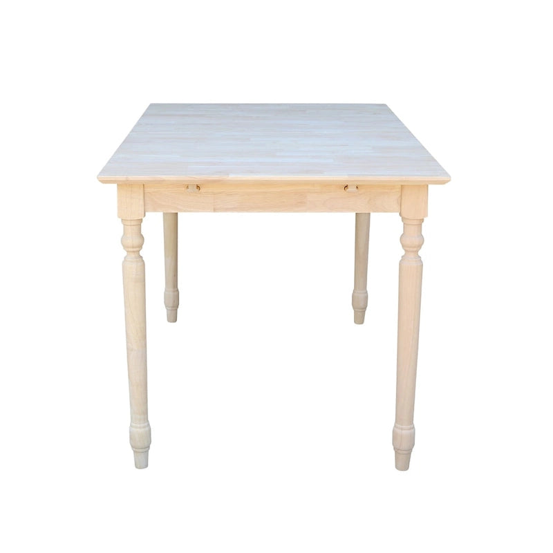 International Concepts 32-inch Wide Unfinished Turned Style Parawood Dining Table with Butterfly Extension