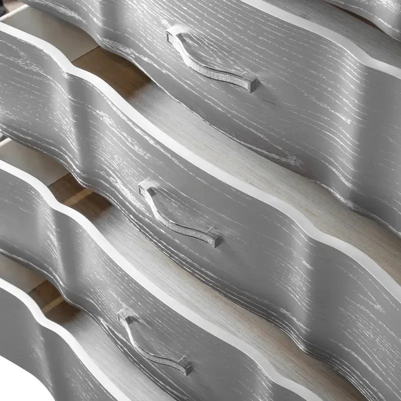 Black/Silver Glam 3-Drawer Nightstand - Solid Wood