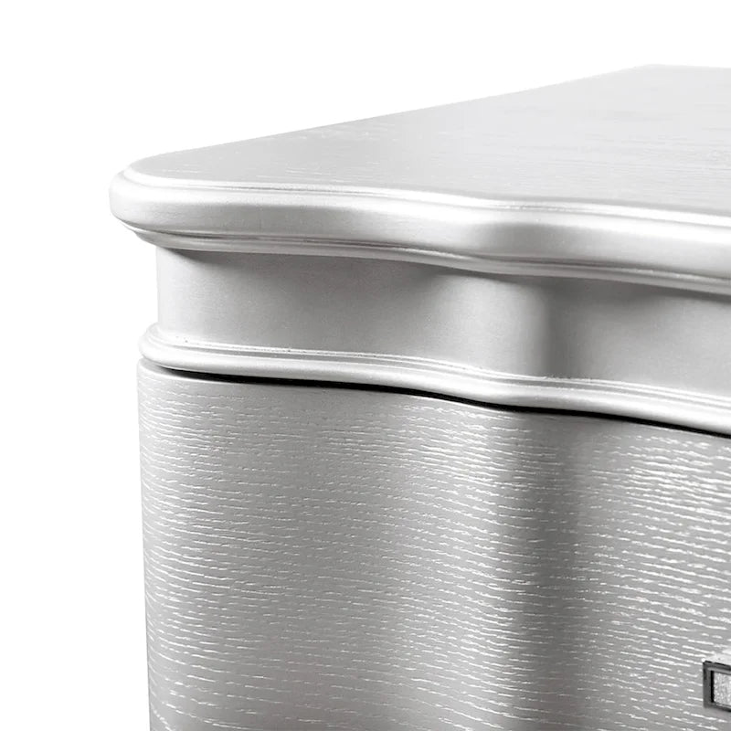 Black/Silver Glam 3-Drawer Nightstand - Solid Wood