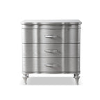 Black/Silver Glam 3-Drawer Nightstand - Solid Wood